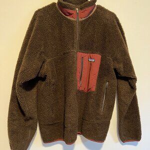Vintage Patagonia Fleece, Brown and Orange/Red, Men's L